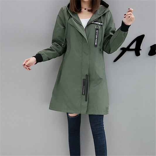 Trench Coat Womens Spring Autumn Medium length Windbreaker Coats / Lady Outerwear