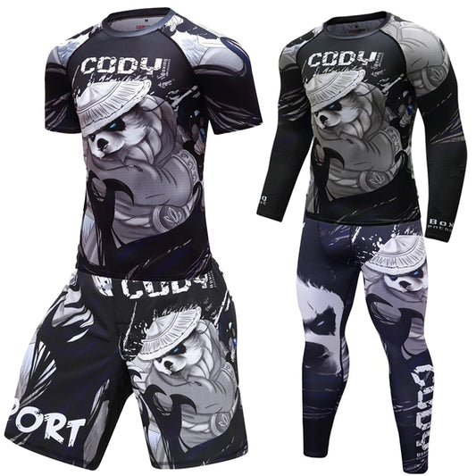 Male Fitness Suit MMA Running Shirt Men Rashguard Training T Shirt Crossfit Bodybuilding Men Compression Kit Print 3D T Shirt