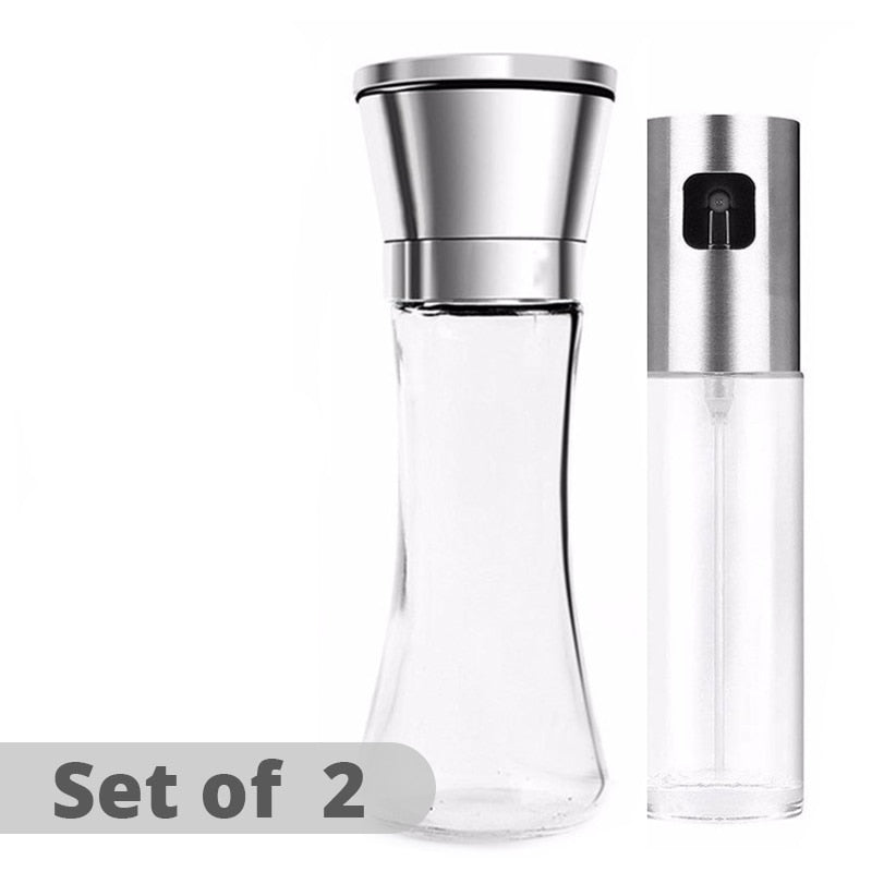 Salt and Pepper Grinder with Olive Oil Sprayer Set of 3 for Cooking, BBQ, Kitchen Baking