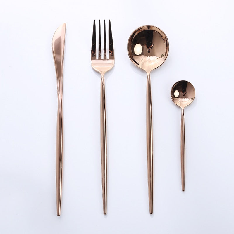 Dinner Set Cutlery Knives Forks Spoons Wester Kitchen Dinnerware Stainless Steel Home Party Tableware Set