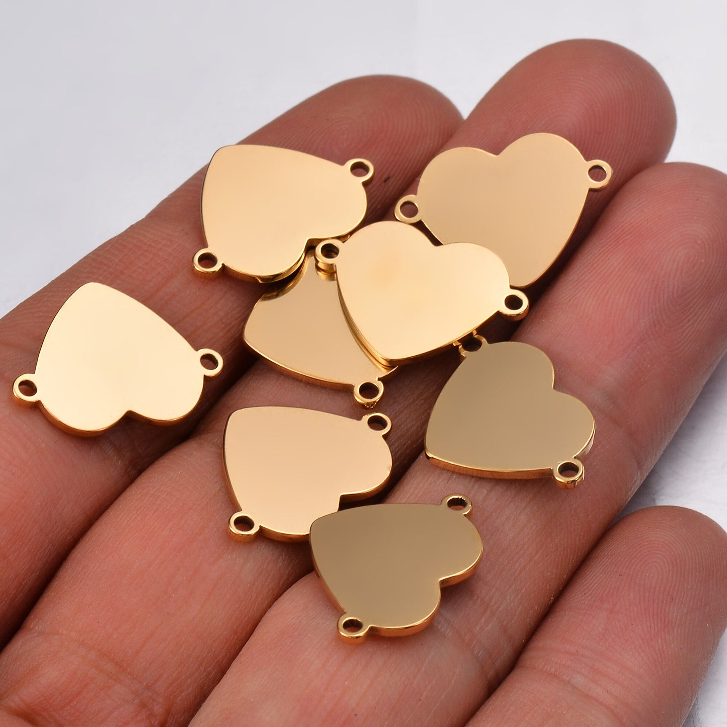 10 pcs Stainless Steel Small Heart Bracelet Connectors Charms DIY Jewelry Findings Bangle Connector Accessory 2 Holes DIY Charm