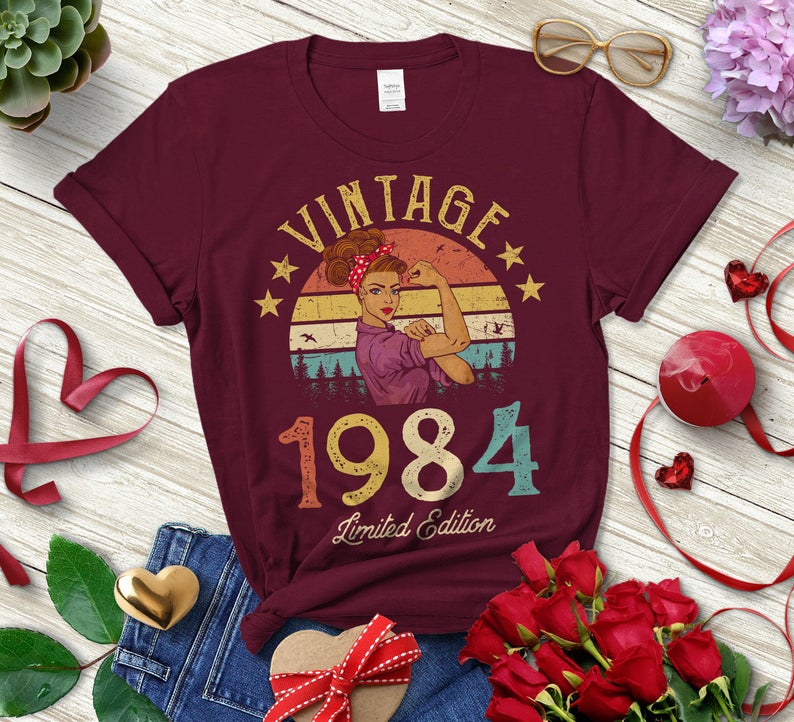 Vintage 1984 Limited Edition Retro Womens T-Shirt Funny, O Neck Shirt Fashion Print Casual Short Sleeve Female Tops