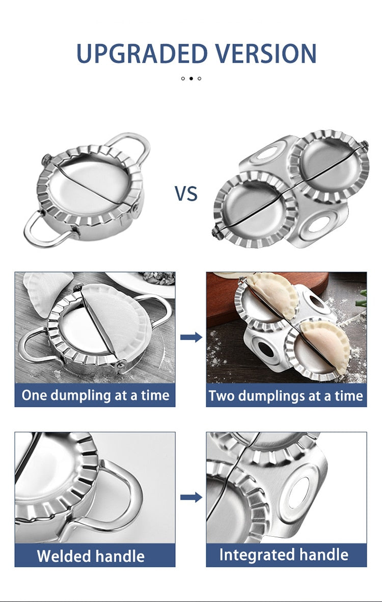 Stainless Steel Dumpling Maker Manual Ravioli Gyoza Mold Press Pierogi Mould Dough Cutter Cooking Kitchen Pastry Tool