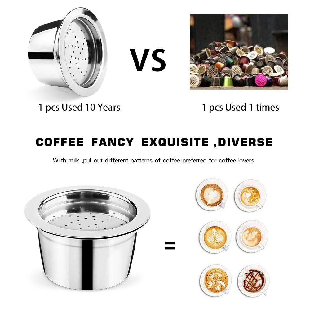 ICafilas New Stainless Steel  Refillable Reusable Coffee Capsule Cafeteira Filter for K Fee &Tchibo Cafissimo Cream Maker