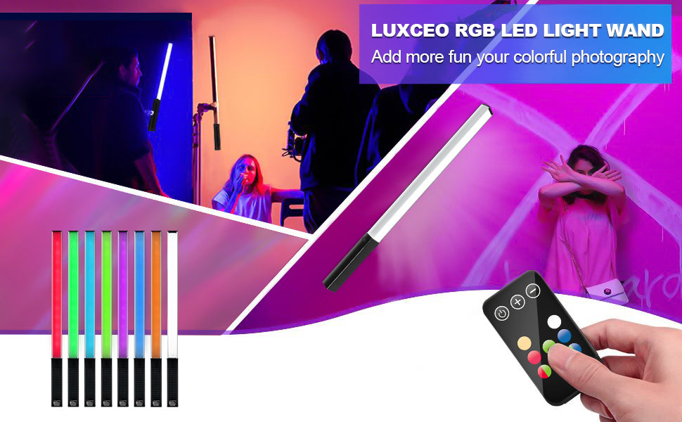 LUXCEO Q508A LED Lightsabers RGB Video Light Remote Control 3000K-6000K 36Color Studio Photo Lighting For Youtube TikTok Vlog