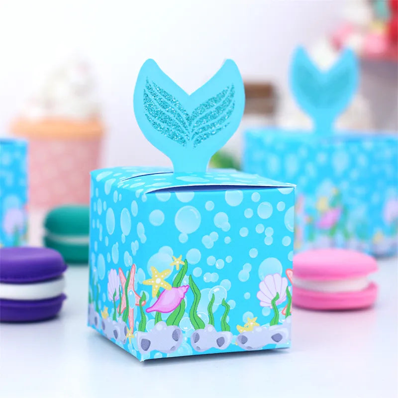 Favor Box For Kids Birthday Party 5pcs Donut Mermaid Farm Animal Swan Space Candy Gift Bags Jungle Safari Treat Box Baby Shower