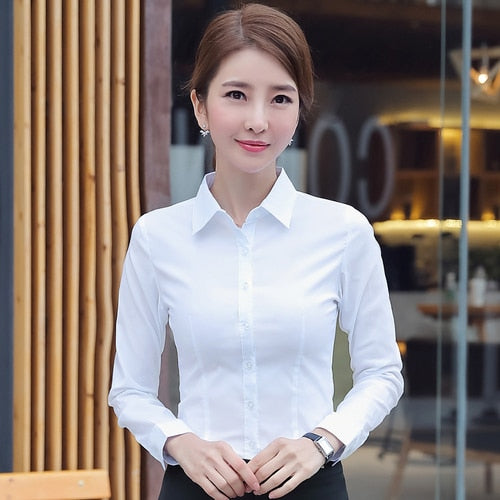 Women Shirts Blouses Women White Shirt Long Sleeve Blouse Female Tops OL Basic Shirt Blouses  Fashion Elegant Woman Clothing