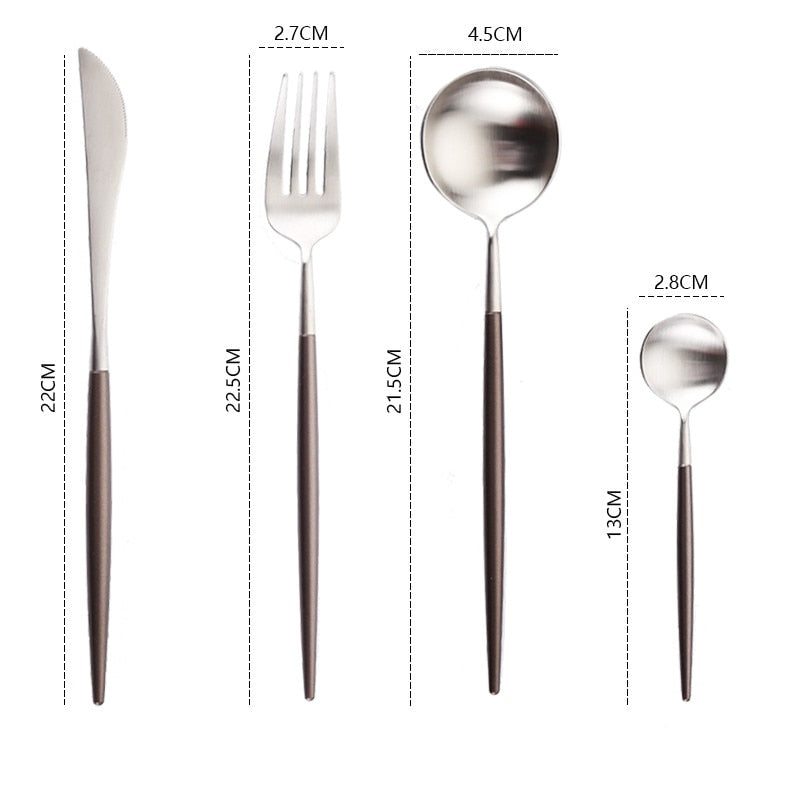 Dinner Set Cutlery Knives Forks Spoons Wester Kitchen Dinnerware Stainless Steel Home Party Tableware Set