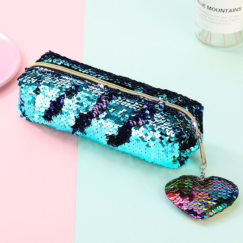 School Pencil Case Sequin Pencilcase for Girls Boys Penal Bag Kawaii Cartridge Pen Box Big Multi Cosmetic Pouch Stationery