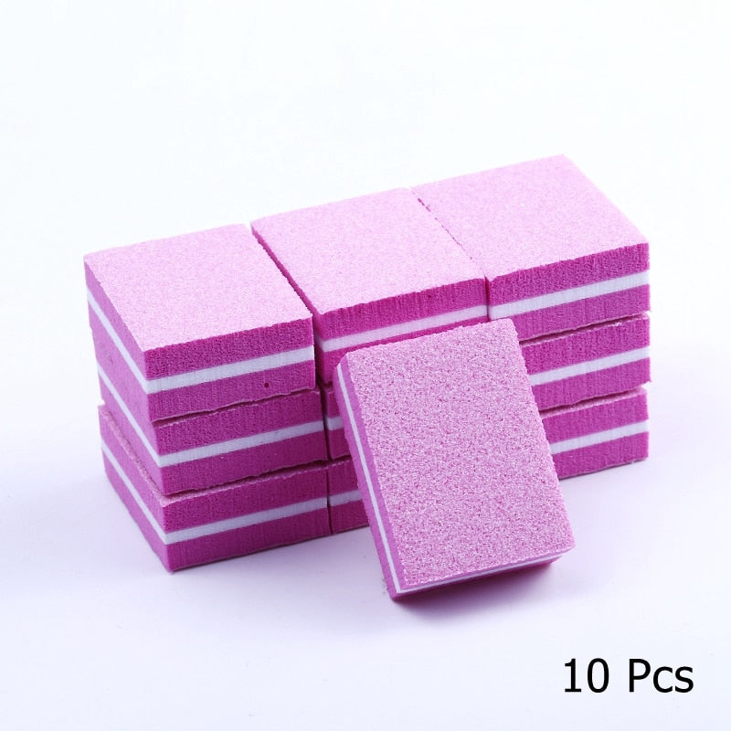 10/25/50pcs lot Double-sided Mini Nail File Blocks Colorful Sponge Nail Polish Sanding Buffer Strips Polishing Manicure Tools