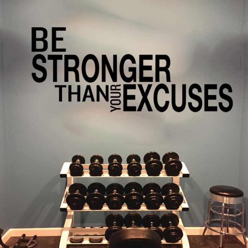 Be Stronger Than Your Excuses Quote Wall Sticker Gym Classroom Motivational Inspirational Quote Wall Decal Fitness Crossfit