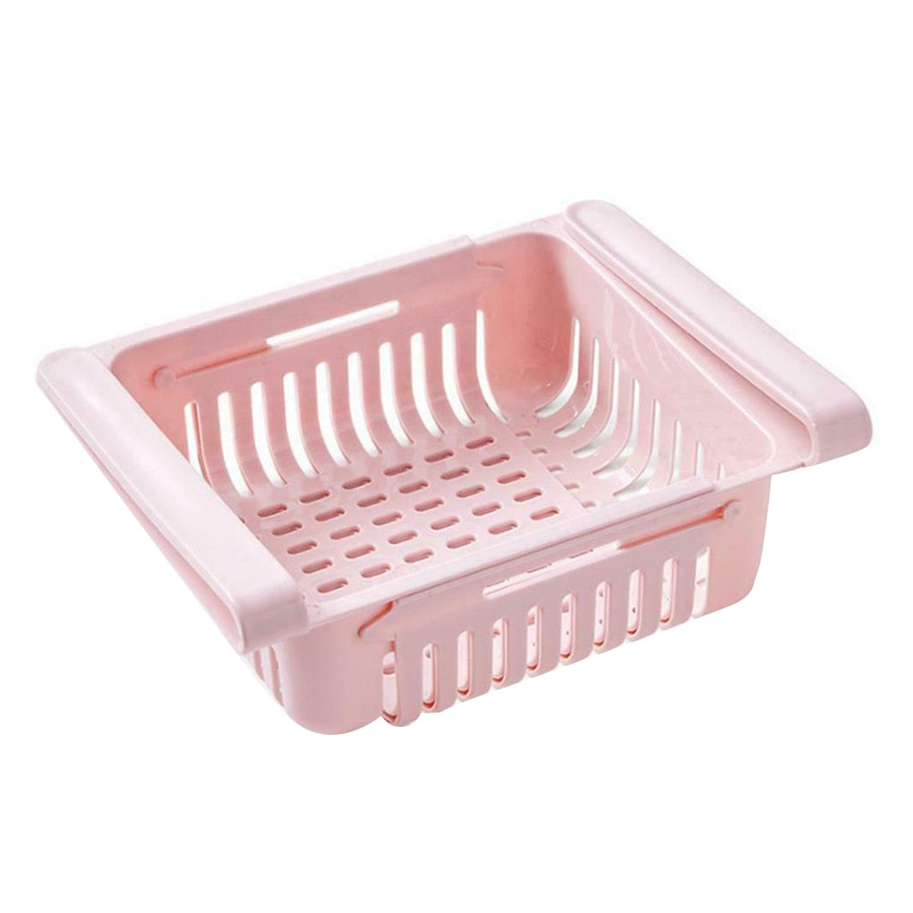 Telescopic Drawer Fridge Storage Box Slide Food Fruits Vegetables Organizer Container Basket Holder Sliding Design Storage Box