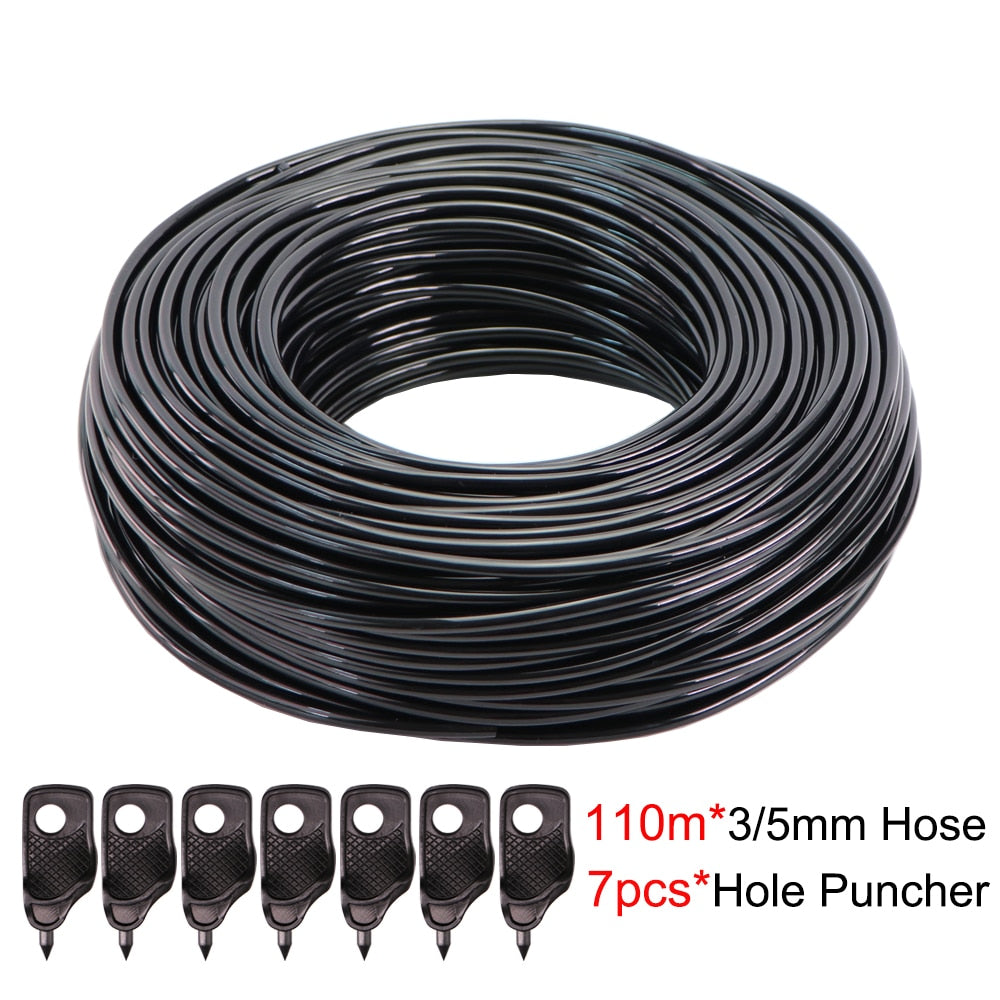 5-140m Garden Watering 3/5mm Hose Irrigation Pipe 1/8'' Tubing Greenhouse Bonsai Plant Flower Drip Arrow Dripper Sprinkler Tube