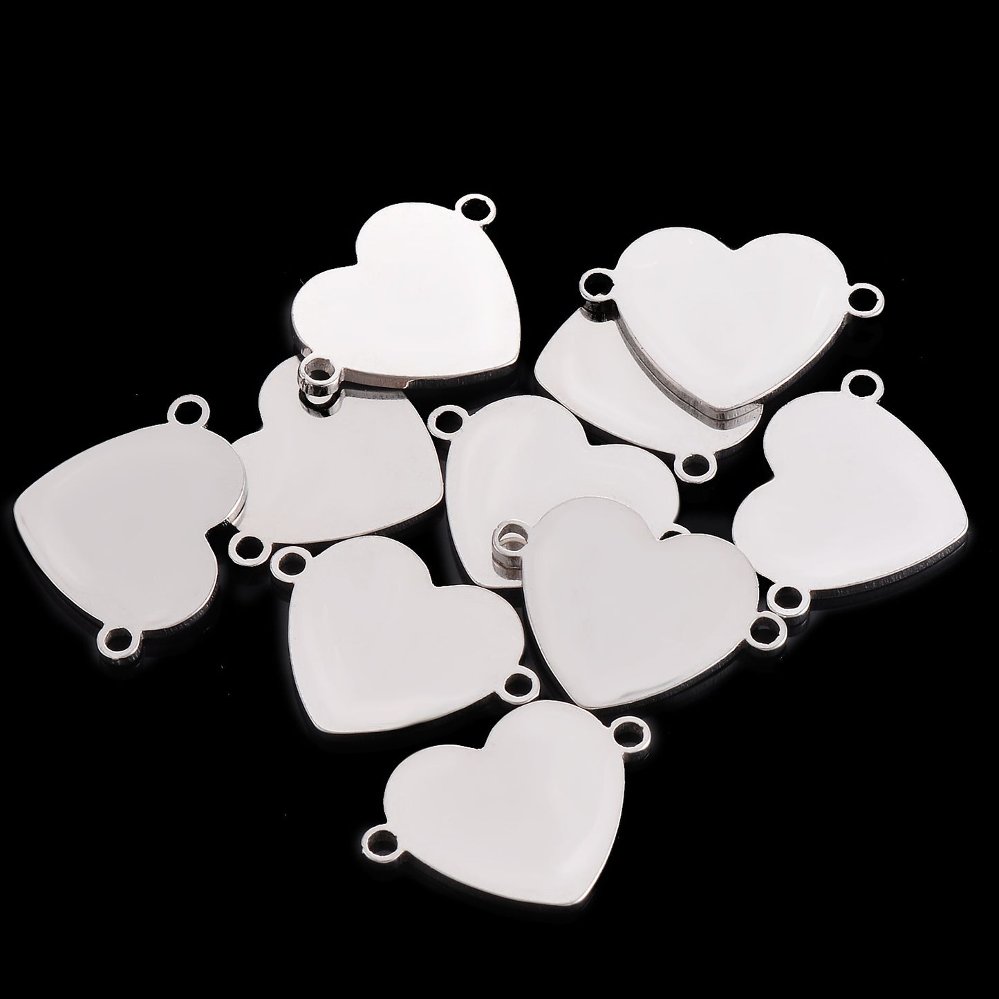 10 pcs Stainless Steel Small Heart Bracelet Connectors Charms DIY Jewelry Findings Bangle Connector Accessory 2 Holes DIY Charm