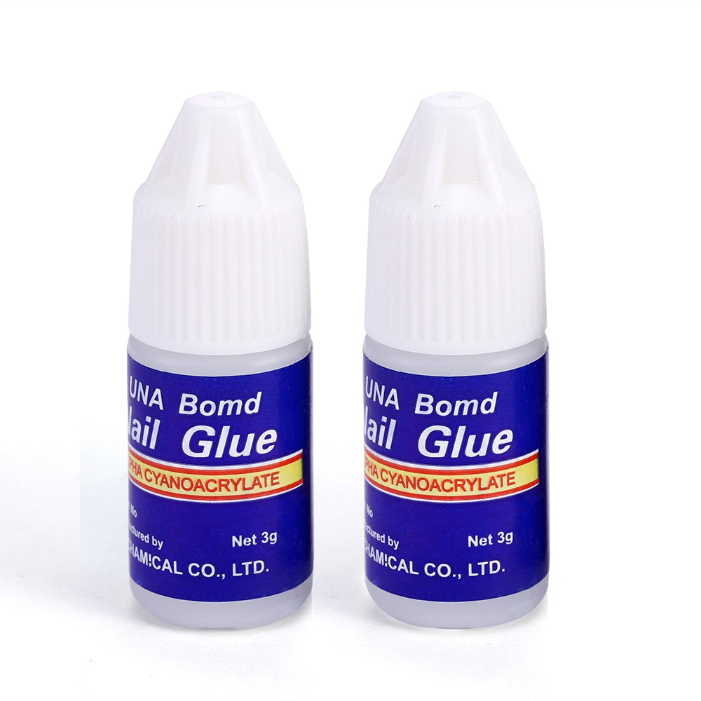 2 Bottle / Set Nail Glue With Brush Doesn't Hurt Fingernail False Nail Glue Stick Nail Supplies Decoration Nail Tips Tools 3g