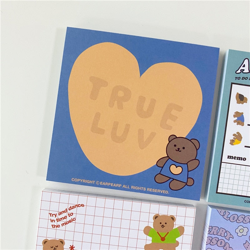 50 Sheets Cute Ins Bear Sticky Notes Loose Leaf Decoration Memo Pad Planner To Do List School Office Paper Notepad Stationery