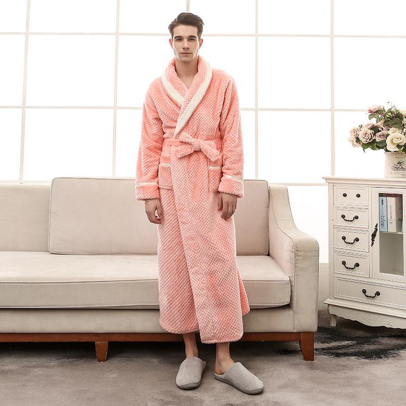 Winter Flannel Soft Kimono Gow Ultra Large Long Bathrobe Nightwear Thick Warm Women Sleepwear