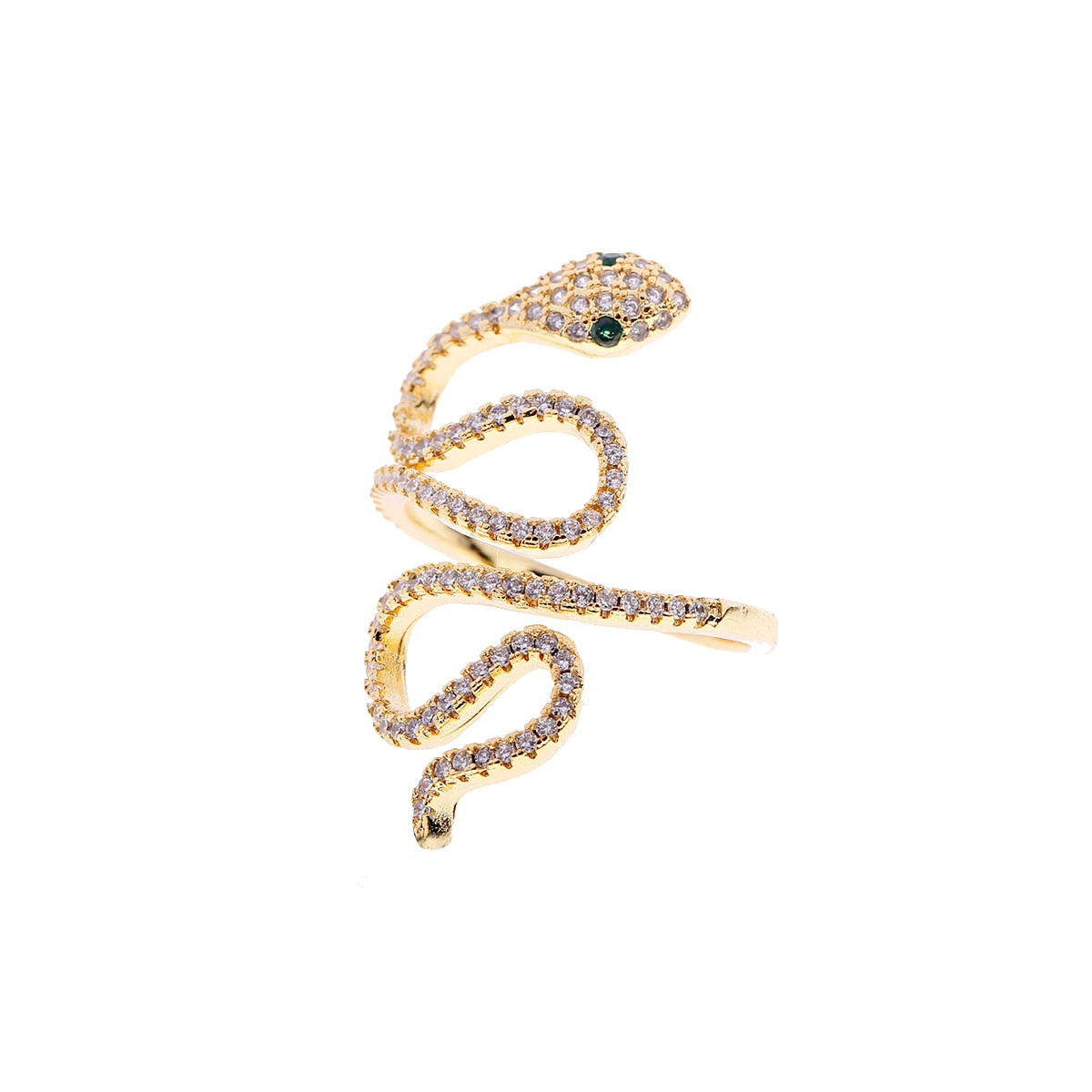 Stackable Rings Snake Rings For Women Gold Color Clear CZ Punk Rock Ring Animal Jewelry