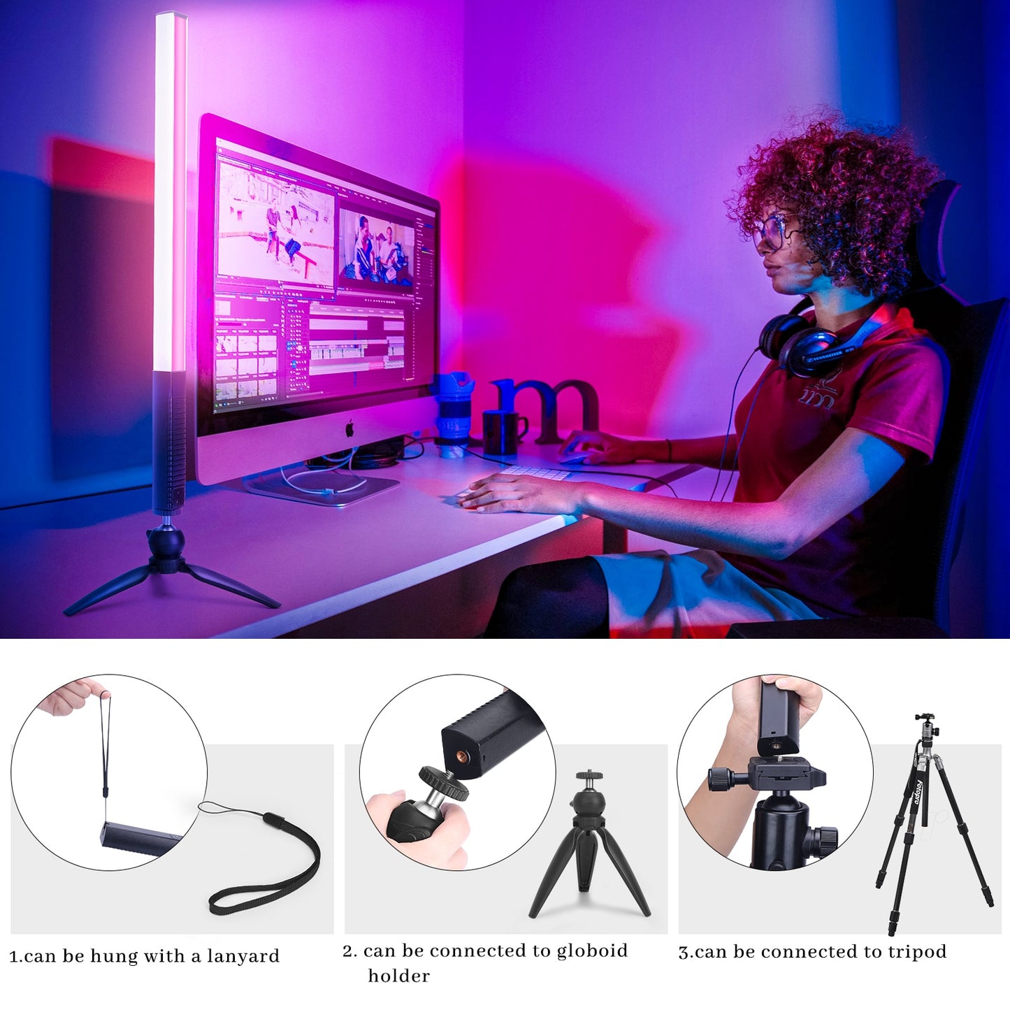 LUXCEO Q508A LED Lightsabers RGB Video Light Remote Control 3000K-6000K 36Color Studio Photo Lighting For Youtube TikTok Vlog