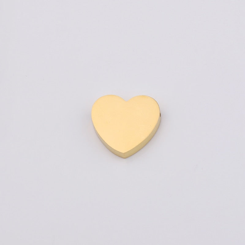 Fnixtar 20Pcs Mirror Polish Stainless Steel Blank Heart Beads For DIY Custom Name Logo Making Necklaces Braid Bracelets Jewelry