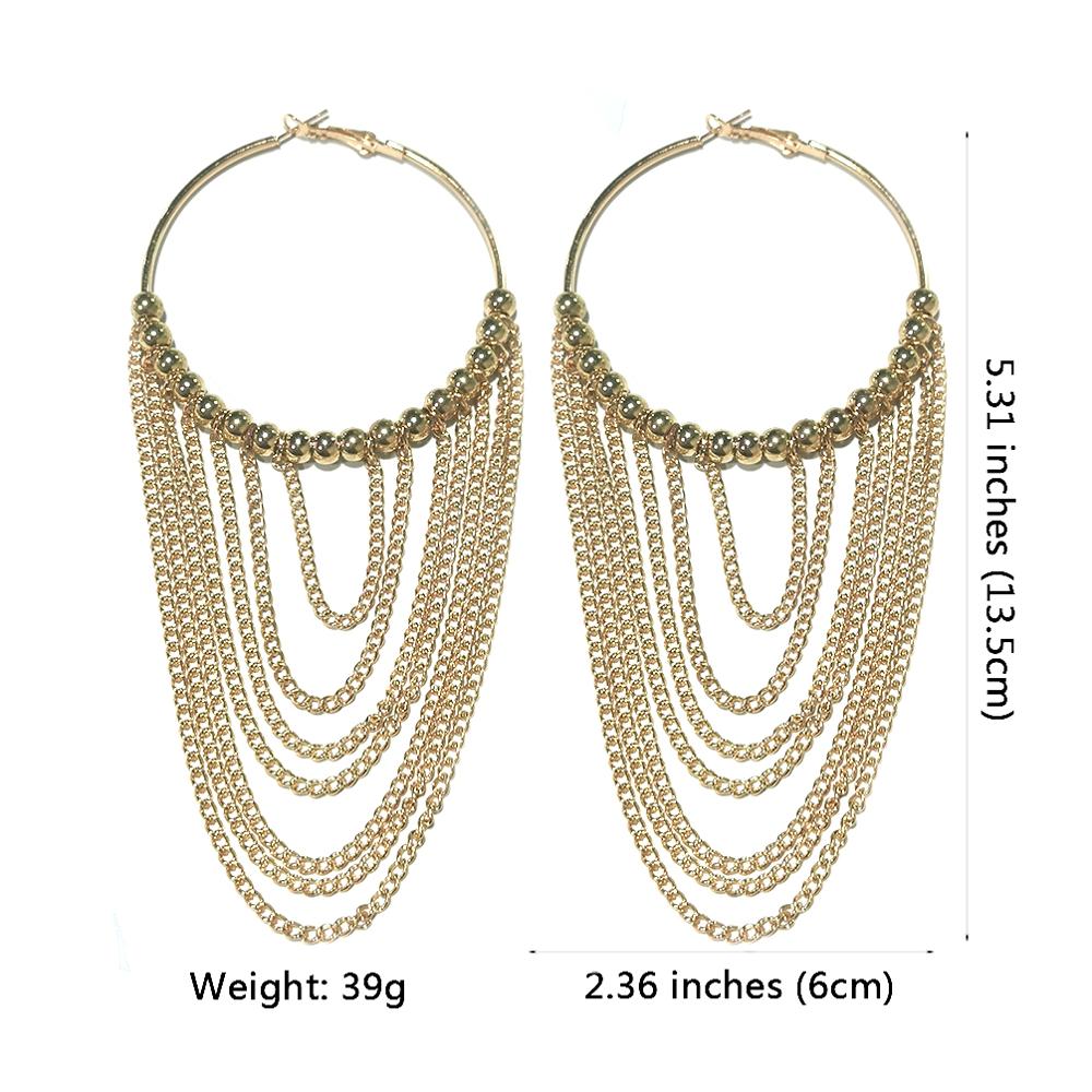 MANILAI Fashion Circular Metal Long Tassel Earrings For Women Indian Jewelry Chain Dangle Earrings Gold Color Ball Pendientes