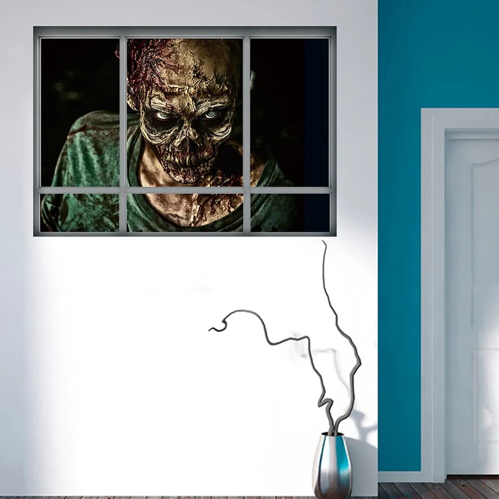 Halloween Zombie Wall Stickers Horror Poster Window View Big Size Sticker Halloween Gifts Room Decoration Wall Decals Kids Gifts