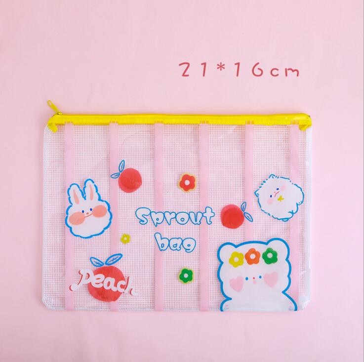 Sharkbang New Arrival A4 A5 Cherry Strawberry Bear Waterproof File Folder Document Paper Organizer Storage Bag School Stationery