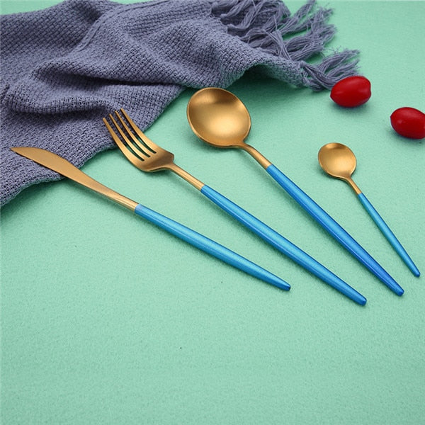 Dinner Set Cutlery Knives Forks Spoons Wester Kitchen Dinnerware Stainless Steel Home Party Tableware Set