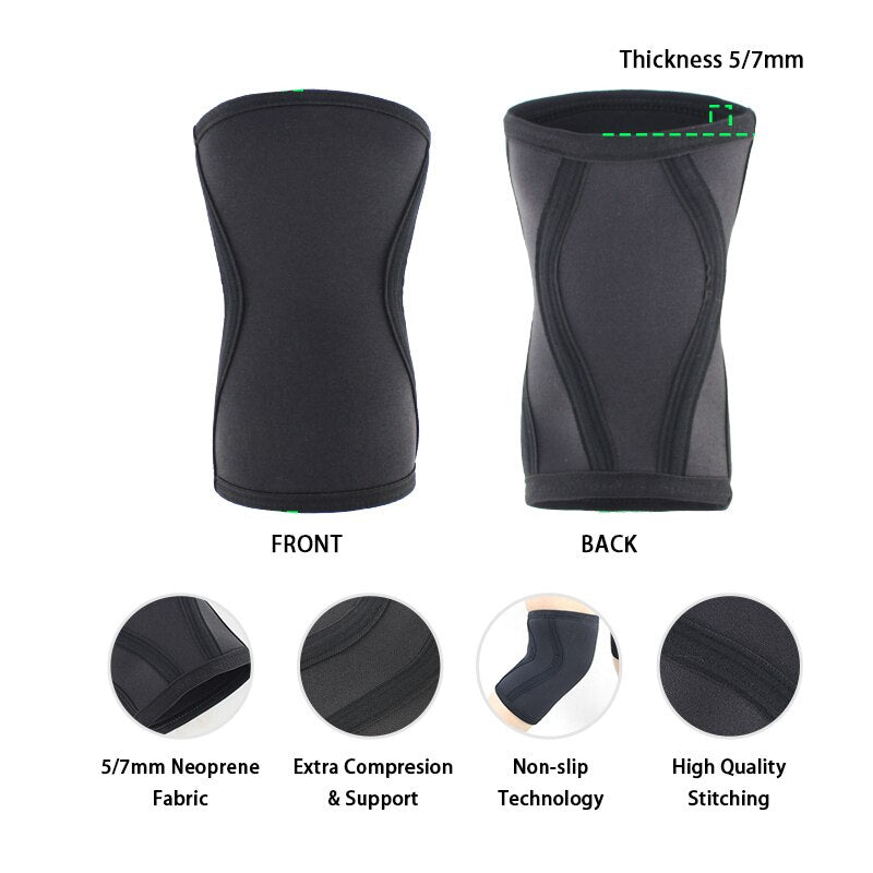 1 Pair Squat Knee Sleeves Pad Support High Performance 7mm Neoprene Best Knee Protector For Weightlifting Powerlifting CrossFit