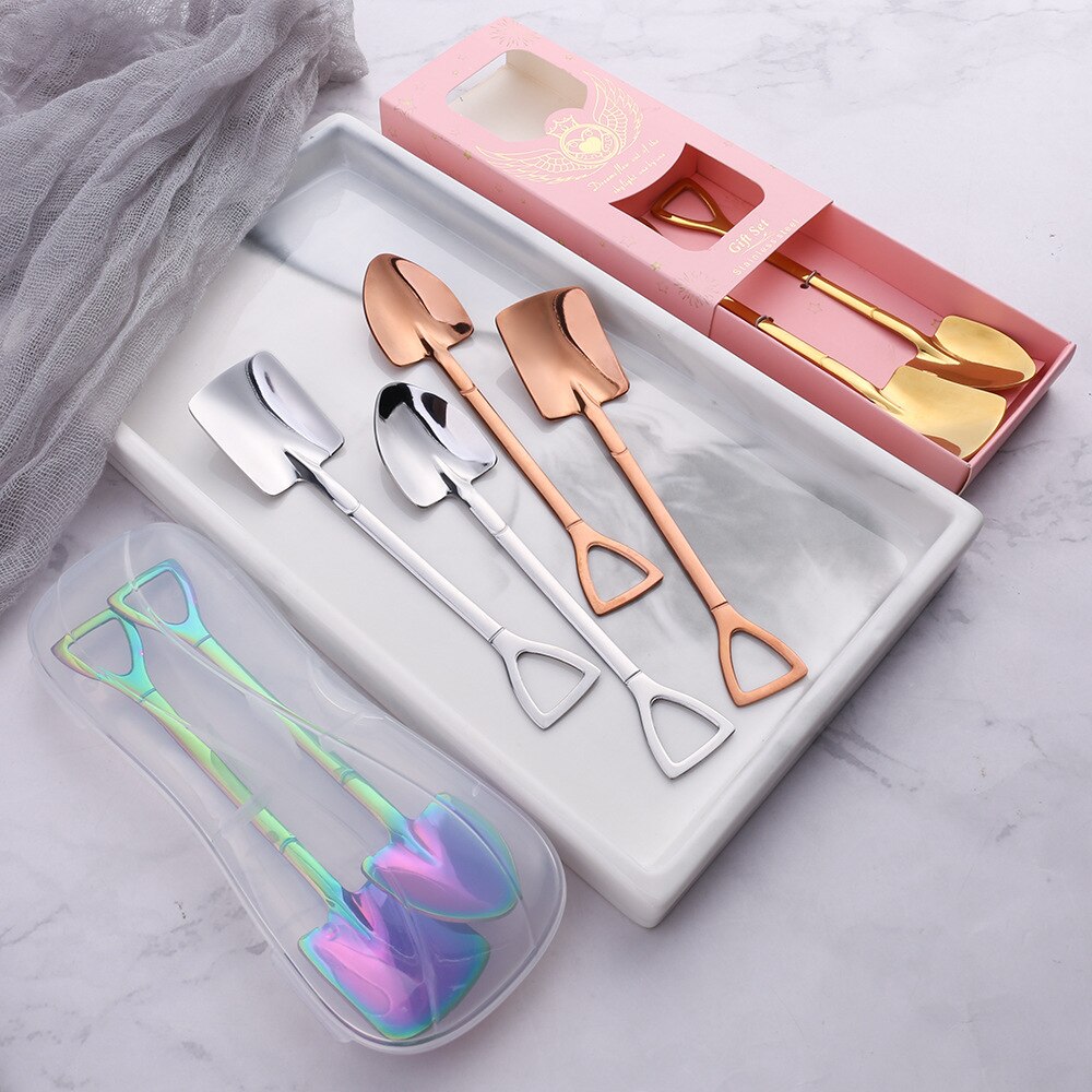 Fashion coffee spoon ice cream dessert spoon retro cute round head spoon kitchen gadget decoration kitchen bar utensils