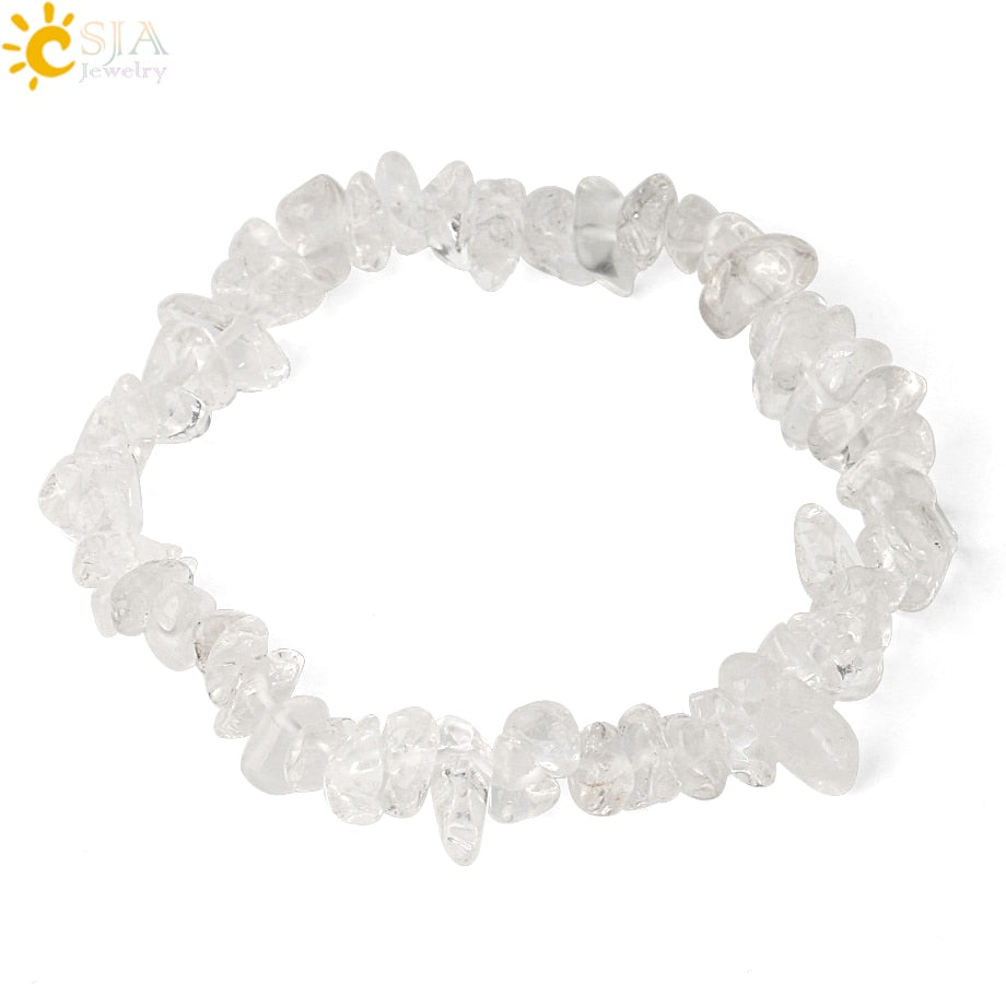 Natural Stone Bracelet Asymmetry Beads Crystal Quartz Gravel Stretch Bracelets Bangles for Women Girls