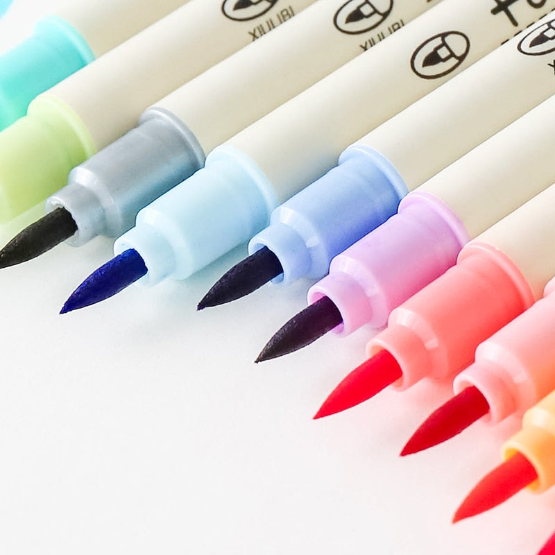 10pcs Soft Brush Color Marker Pens Set for Drawing Lettering Calligraphy Paint Stationery School Home DIY Art Supplies A6805