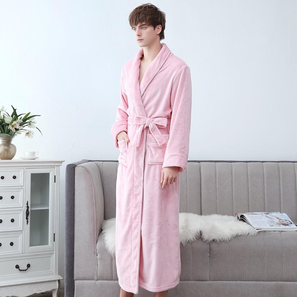 Winter Flannel Soft Kimono Gow Ultra Large Long Bathrobe Nightwear Thick Warm Women Sleepwear