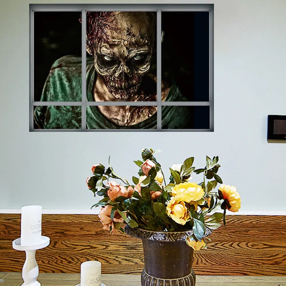 Halloween Zombie Wall Stickers Horror Poster Window View Big Size Sticker Halloween Gifts Room Decoration Wall Decals Kids Gifts