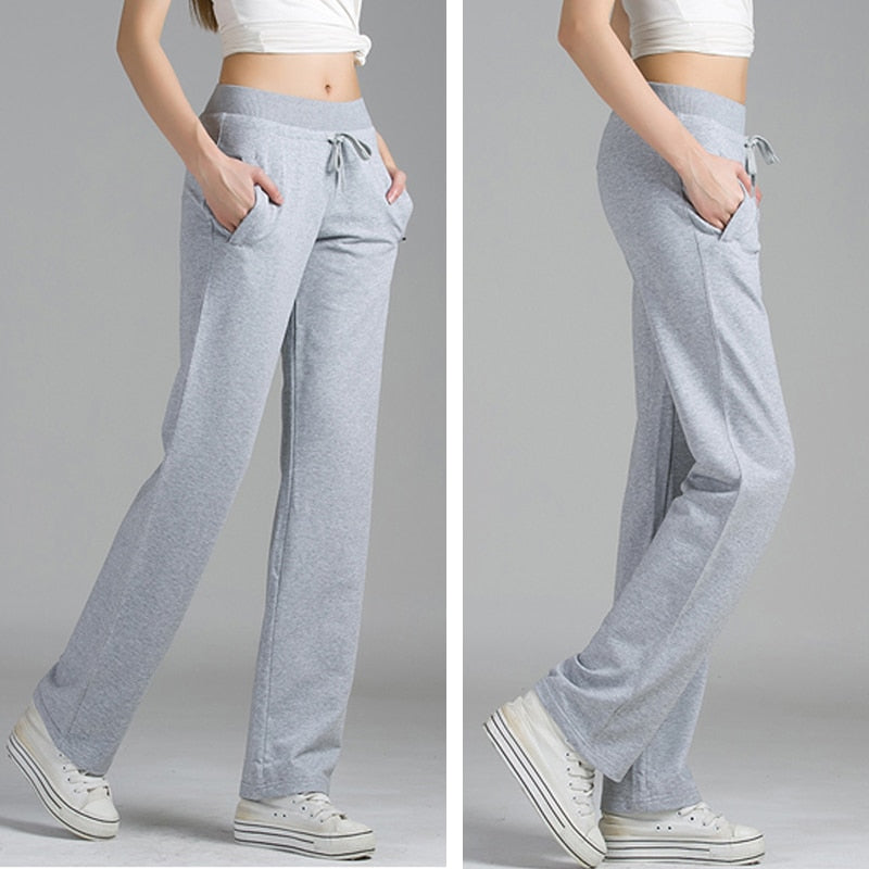 Oversize 4xl Casual Straight Sweatpants Women Basic Lace Up High Waist Jogger Pants Spring Summer Cotton Baggy Pantalones