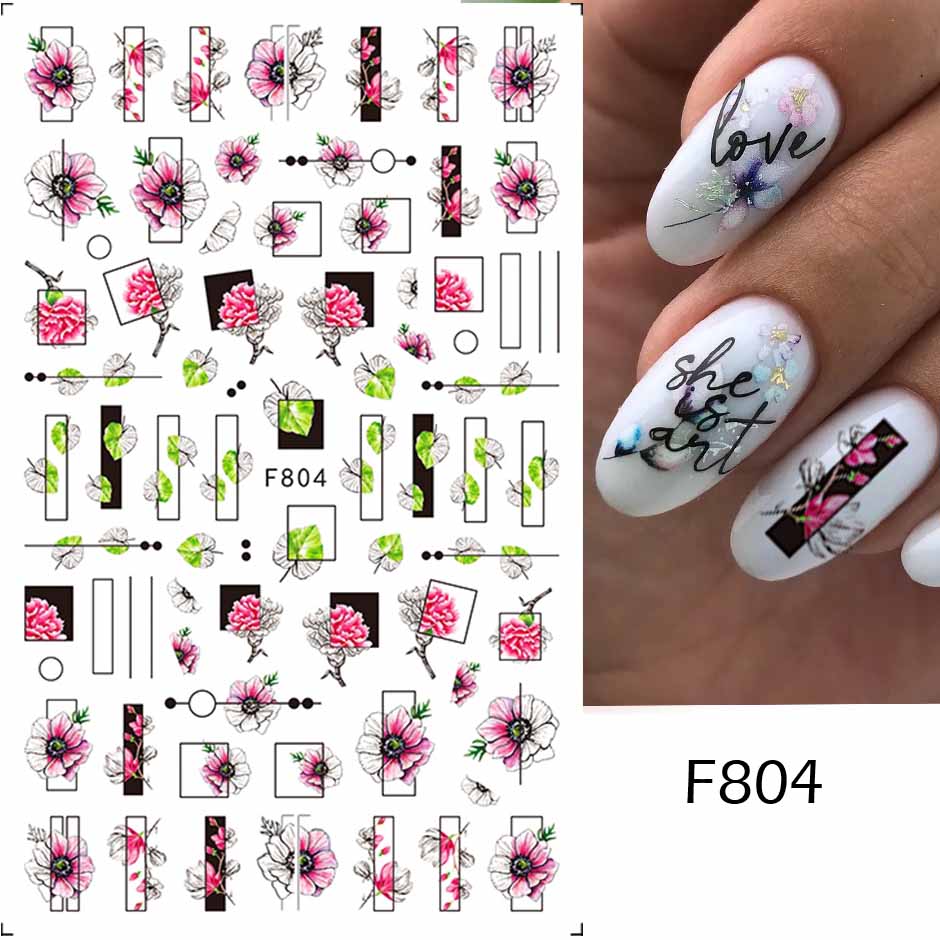 1pcs 3D Nail Sticker Black Heart Love Self-Adhesive Slider Letters Nail Art Decorations Stars Decals Manicure Accessories