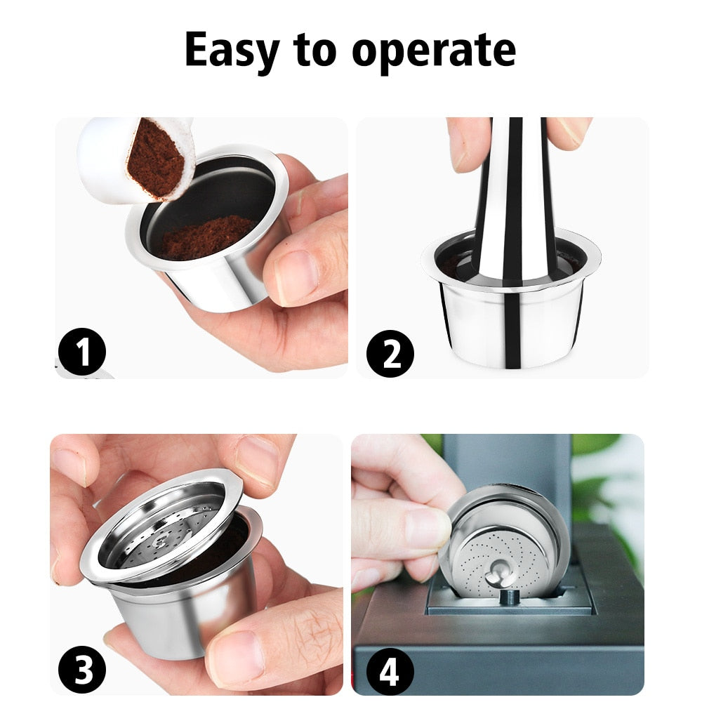 ICafilas New Stainless Steel  Refillable Reusable Coffee Capsule Cafeteira Filter for K Fee &Tchibo Cafissimo Cream Maker