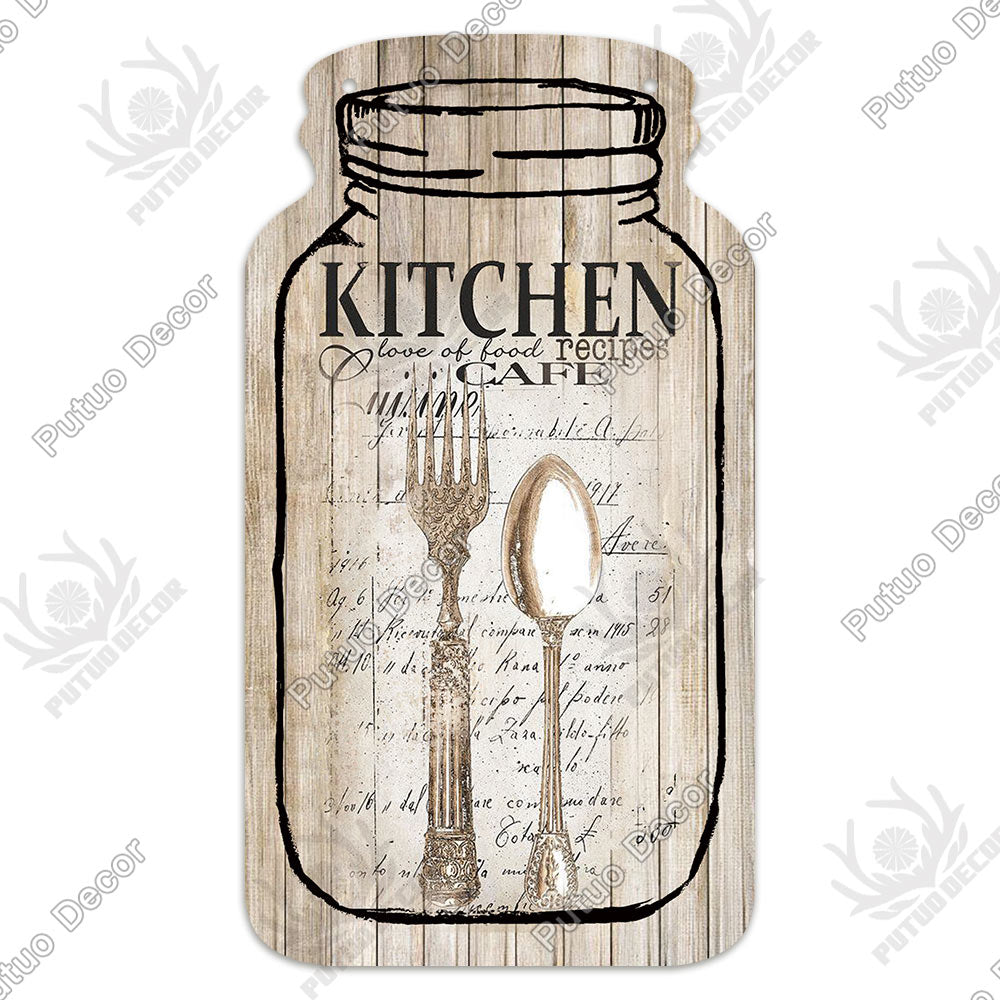 Decor Kitchen Sign Mason Jar Shape Wood Hanging Sign Irregular Plate for Rustic Home Decoration Kitchen Wall Decor GiftTag