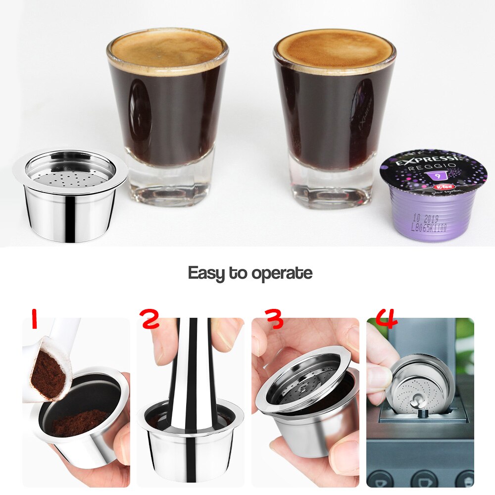 ICafilas New Stainless Steel  Refillable Reusable Coffee Capsule Cafeteira Filter for K Fee &Tchibo Cafissimo Cream Maker