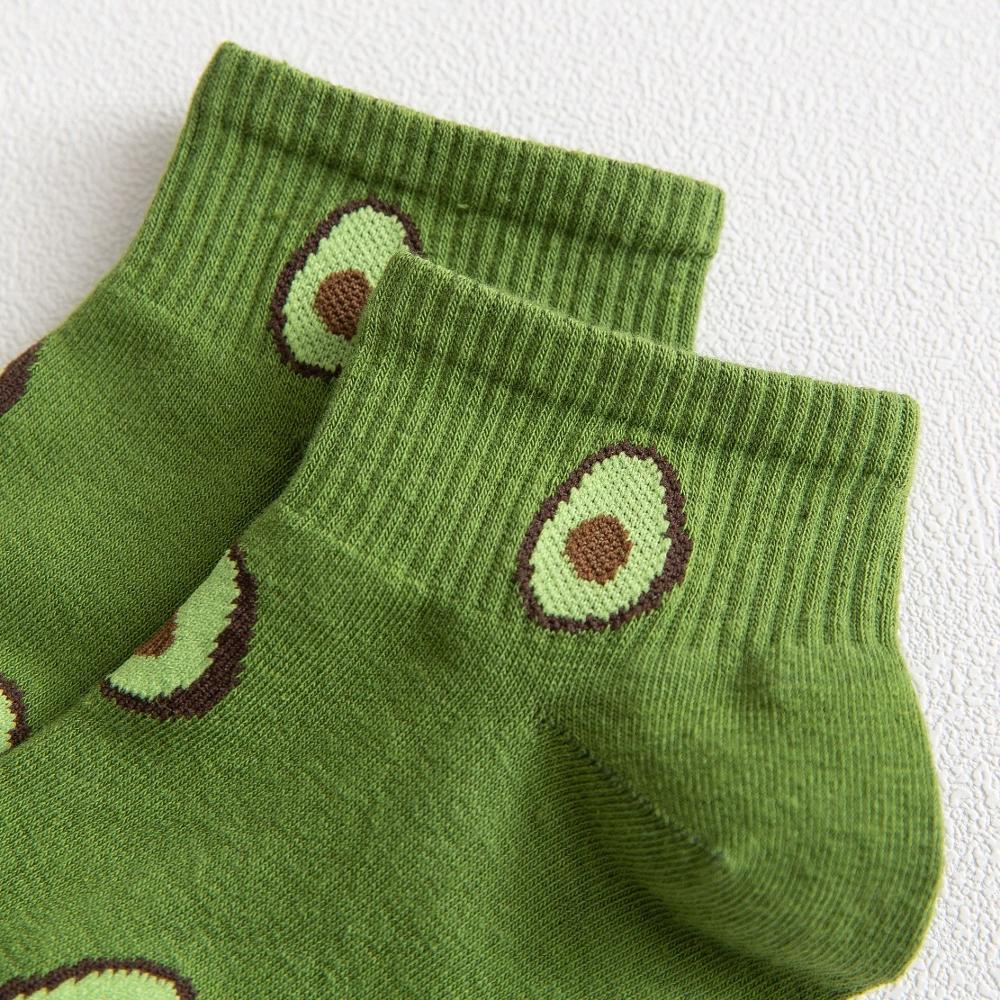 10Pcs=5Pairs/Pack New Cartoon Fruit Ankle Socks Women Summer Japanese Avocado Cute Boat Socks Chic Fashion Low-Cut Cotton Socks