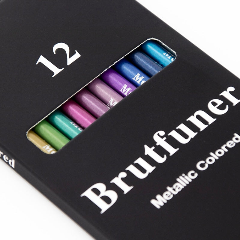 12 Colors Metallic Colored Pencils Drawing Sketch Set Soft Wood  Color Pencil For Coloring School Student Art Supplies