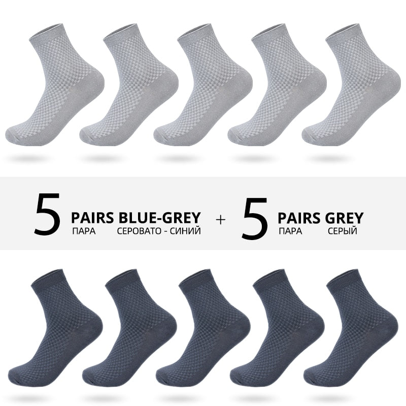 10 Pairs/Lot Men Bamboo Fiber Socks New Classic Business Long Socks Mens Dress Sock For Winter Gift Plus Size EUR39-45