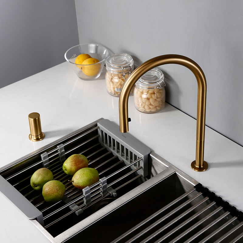 Modern Kitchen Faucet Brsuh Matt Brass Material Kitchen Sink Faucet Kitchen Product Kitchen Sink Mixer Tap