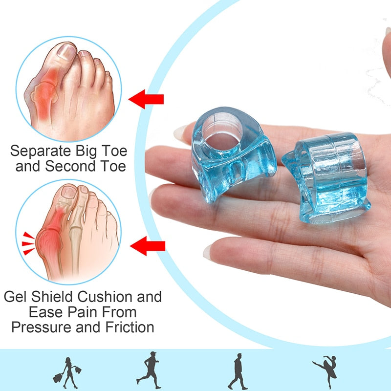 Sumifun Blue Soft Silicone Gel Toe Separator Hallux Valgus Bunion Spacers Thumb Corrector Foot Care Tool 1Pairs/2pcs