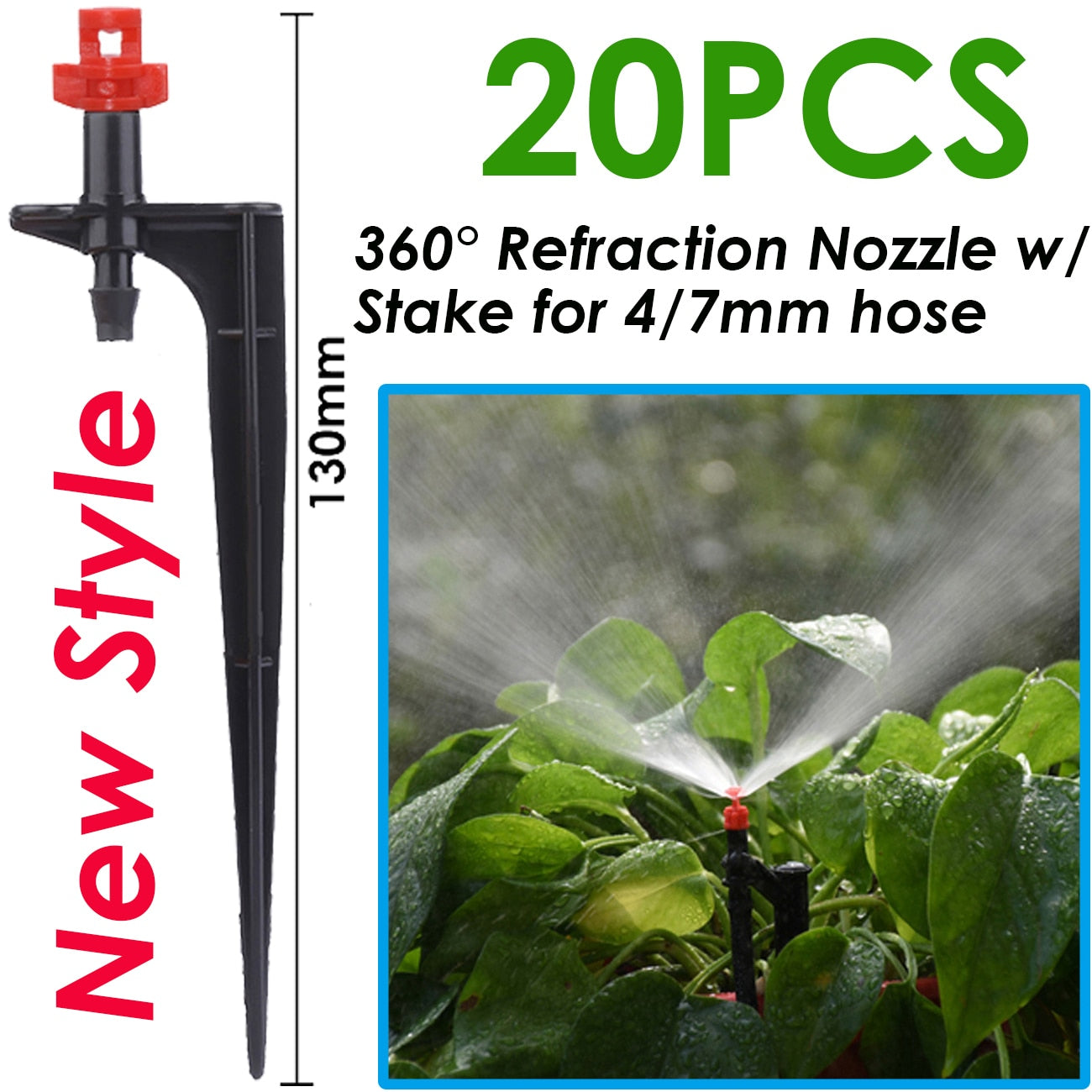 KESLA 20PCS 90/180/360 Degree Refraction Nozzle Sprinkler Head Thread Connection Garden Irrigation Mist Sprayer for Greenhouse