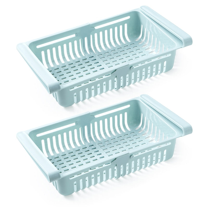 1/2Pcs Kitchen Organizer Stretchable Refrigerator Storage Rack Food Storage Baskets Fridge Container Space Saver Pull-out Drawer