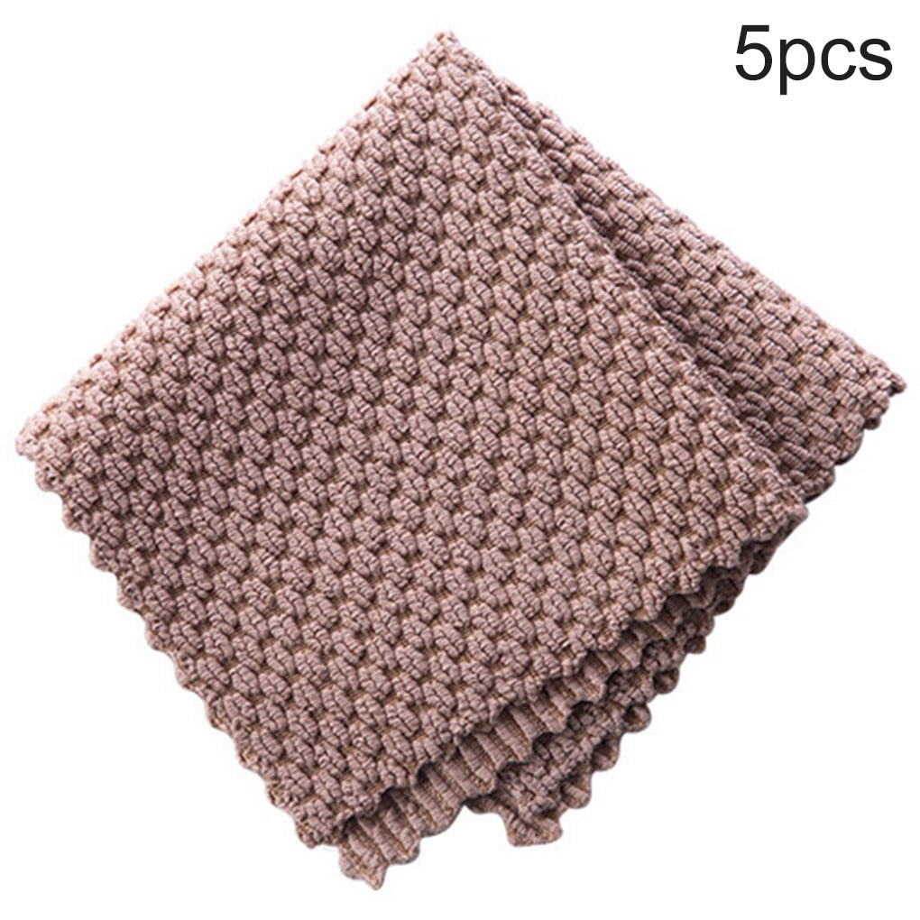 1PC/5PCS Anti-grease Wiping Rags Kitchen Super Absorbent Microfiber Cleaning Cloth Home Washing Dish Kitchen Cleaning Towel