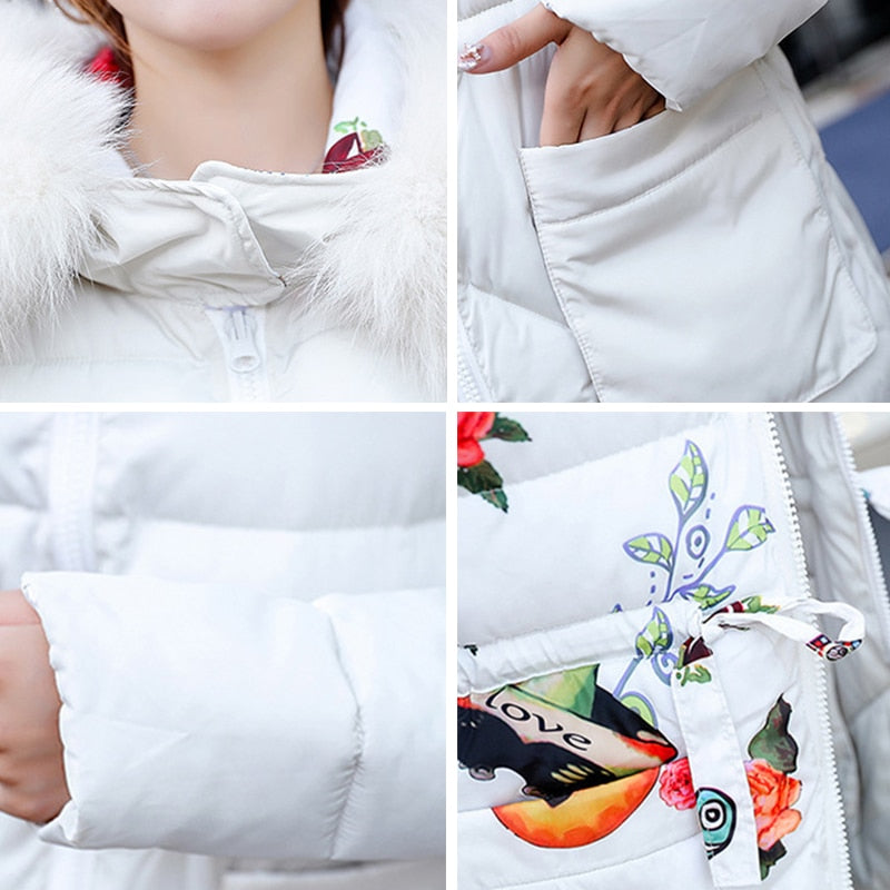 Reversable womens Winter Jacket New Arrival With Fur Hooded Long Coat Cotton Padded Warm Parka Womens Parkas