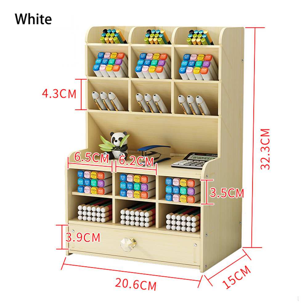 Creative Multi-function Wooden Desktop Pen Holder Office School Stationery Storage Stand Case Desk Pen Pencil Organizer