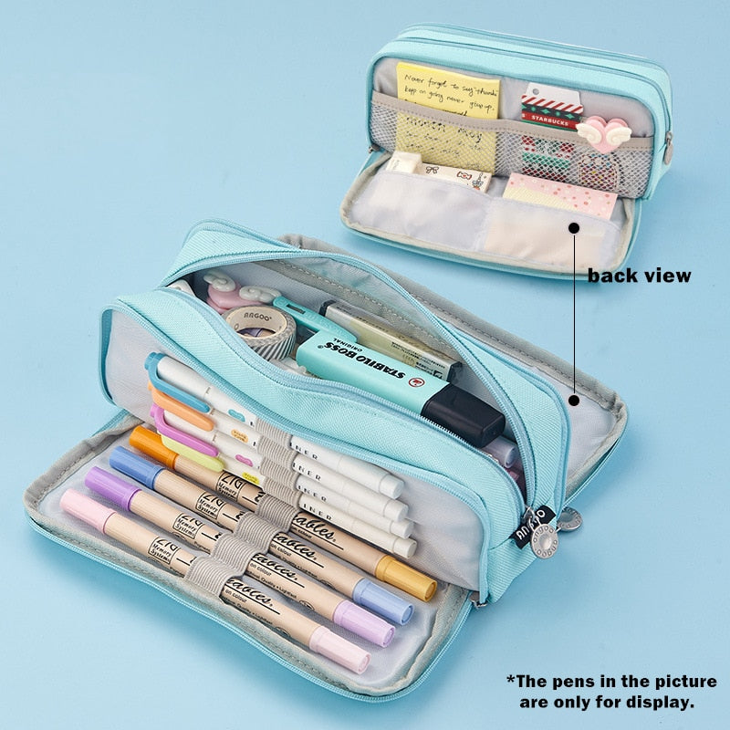 Angoo Double Sided Pen Bag Pencil Case Special Macaron Color Dual Canvas Pocket Storage Bag Pouch Stationery School Travel